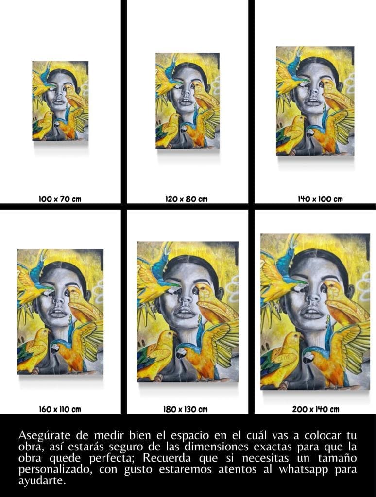 Cuadro Figura Humana: MUJER Y GUACAMAYOS 5