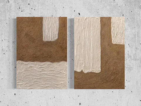 Cuadro Díptico Texturizado Minimalista: HORIZONTES FRAGMENTADOS