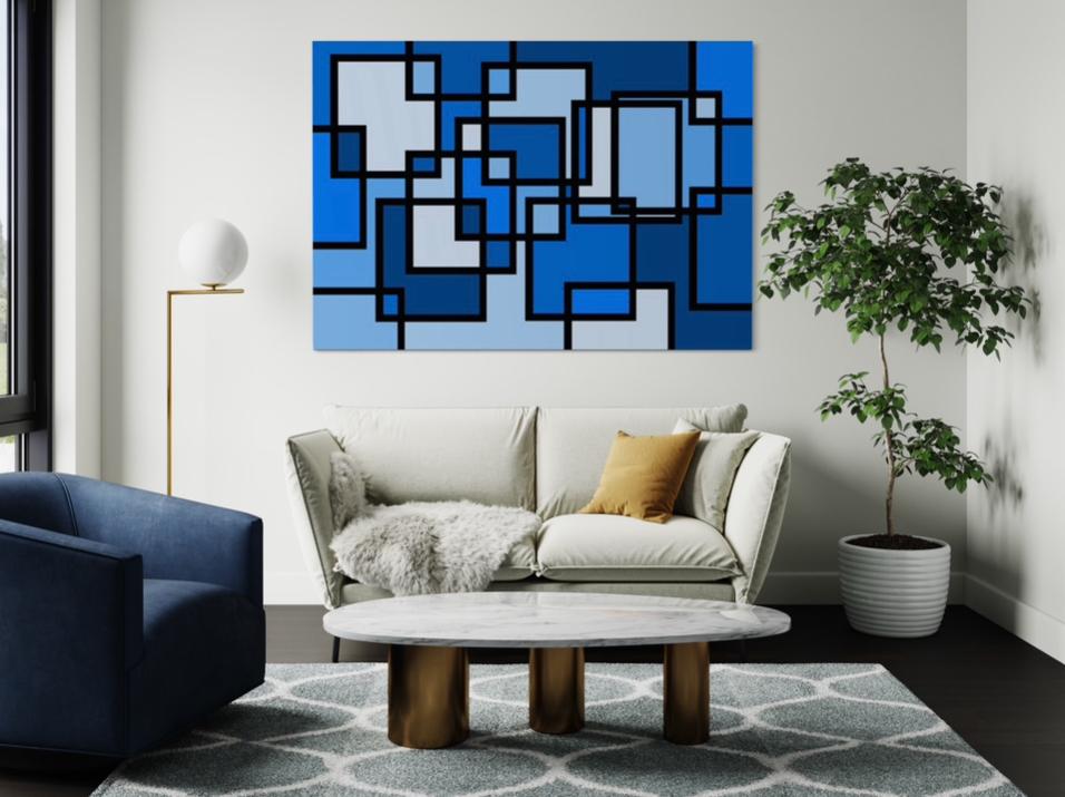 Cuadro Geométrico: AZULES 2