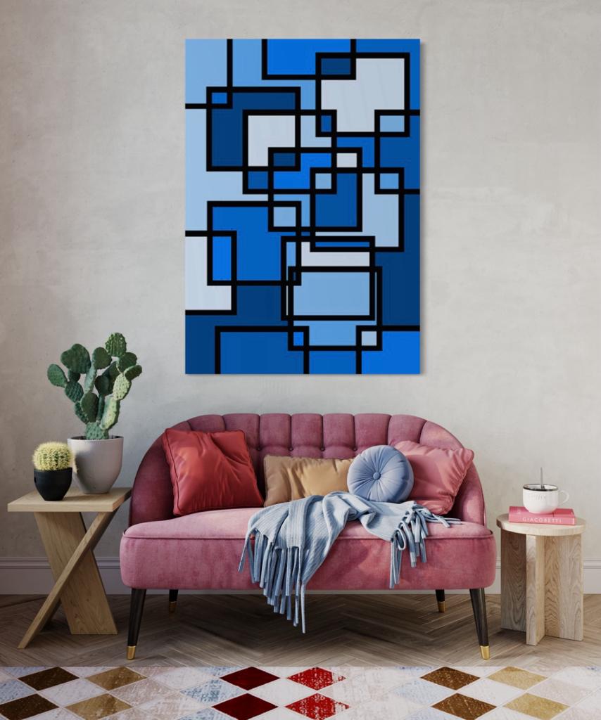 Cuadro Geométrico: AZULES 4