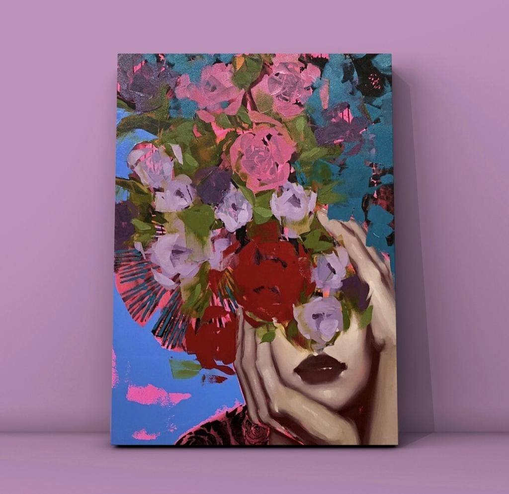Cuadro Figura Humana: MUJER CON FLORES 3
