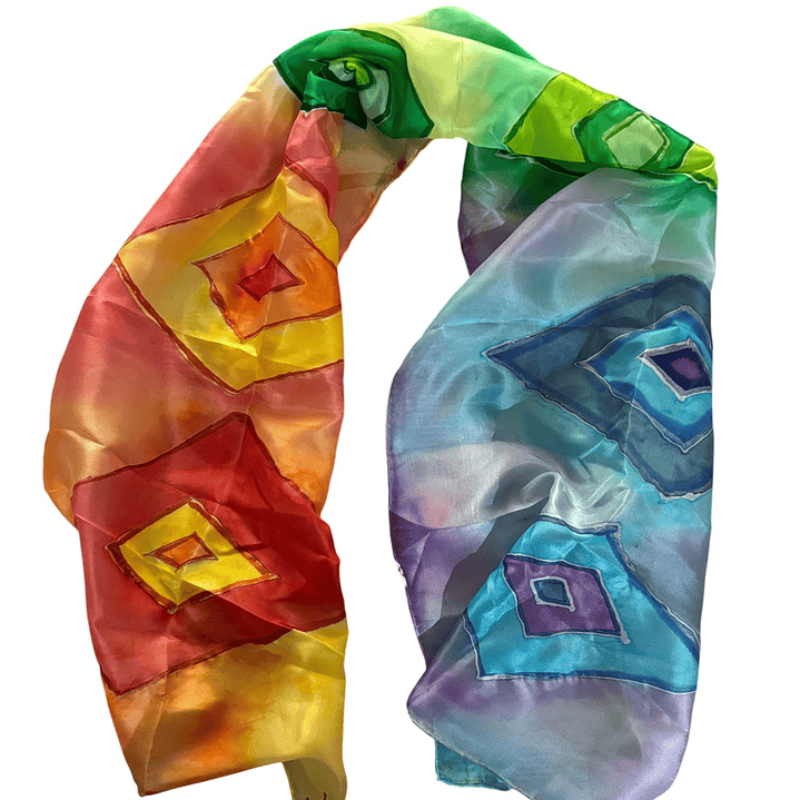 PAÑUELO SEDA NATURAL PINTADO A MANO DISEÑO EXCLUSIVO 1