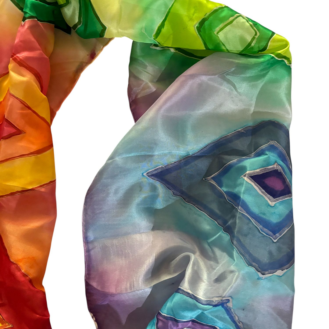 PAÑUELO SEDA NATURAL PINTADO A MANO DISEÑO EXCLUSIVO 2