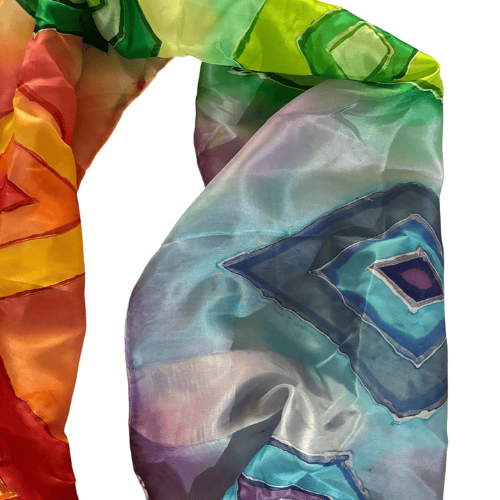 PAÑUELO SEDA NATURAL PINTADO A MANO DISEÑO EXCLUSIVO 2