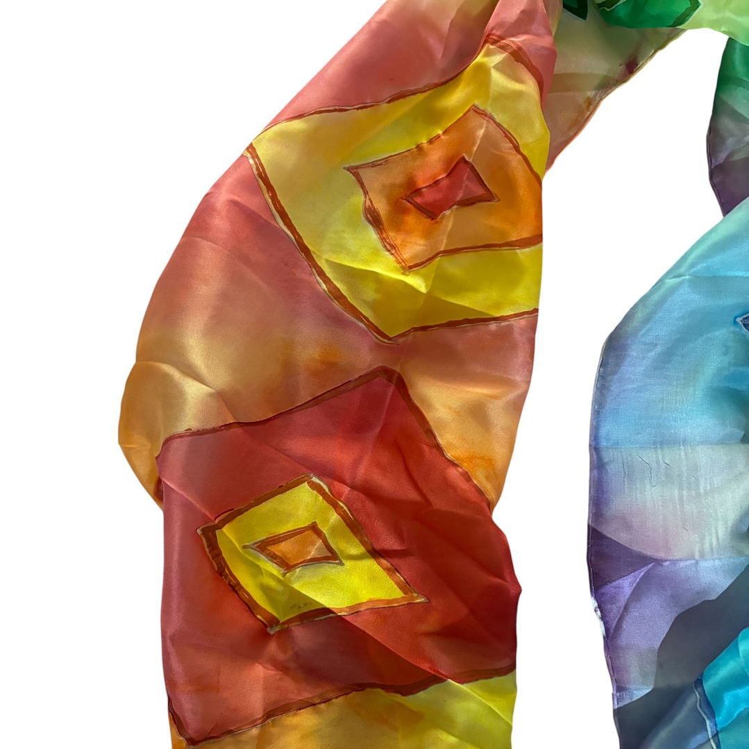 PAÑUELO SEDA NATURAL PINTADO A MANO DISEÑO EXCLUSIVO 3