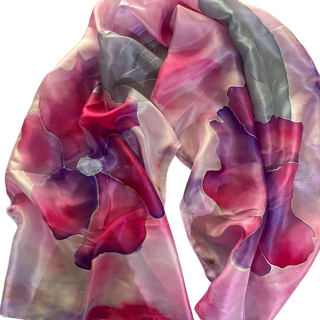 PAÑUELO SEDA NATURAL PINTADO A MANO DISEÑO EXCLUSIVO 1