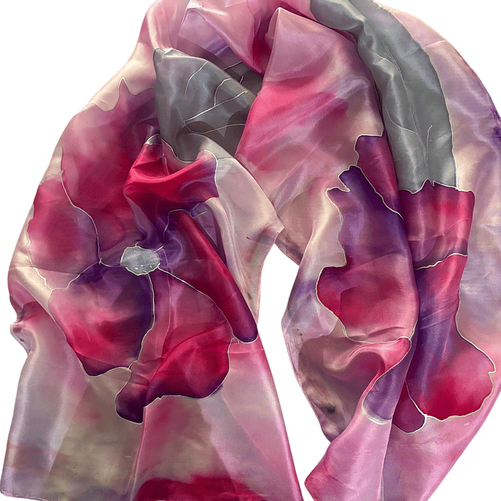 PAÑUELO SEDA NATURAL PINTADO A MANO DISEÑO EXCLUSIVO 1