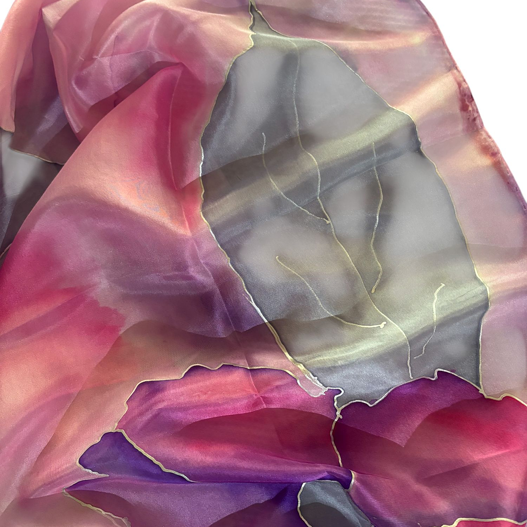 PAÑUELO SEDA NATURAL PINTADO A MANO DISEÑO EXCLUSIVO 3