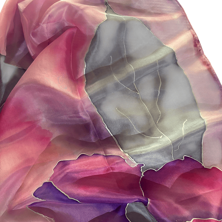 PAÑUELO SEDA NATURAL PINTADO A MANO DISEÑO EXCLUSIVO 3