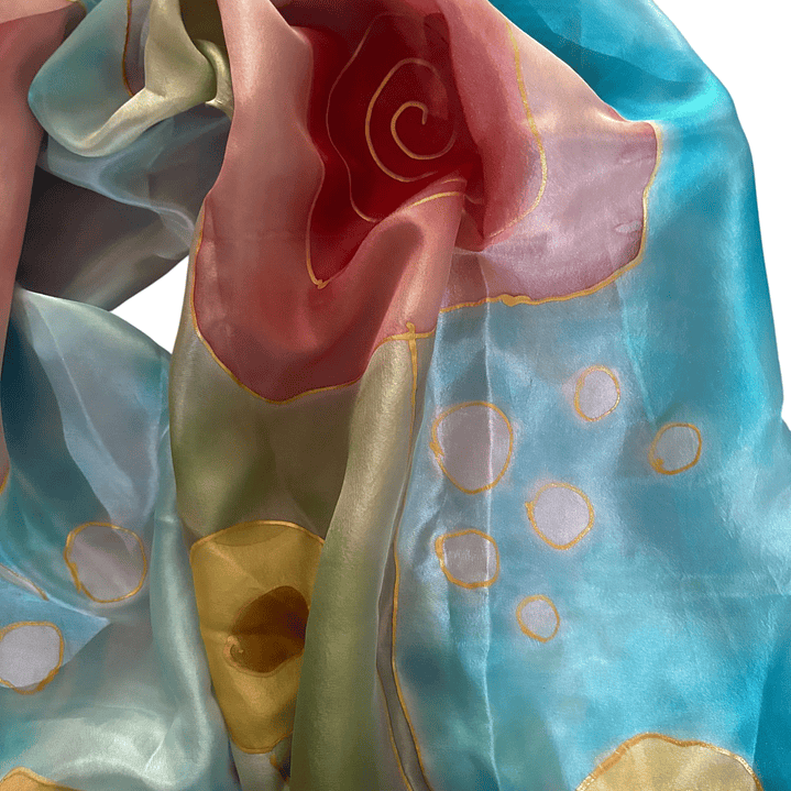 PAÑUELO SEDA NATURAL PINTADO A MANO DISEÑO EXCLUSIVO 2