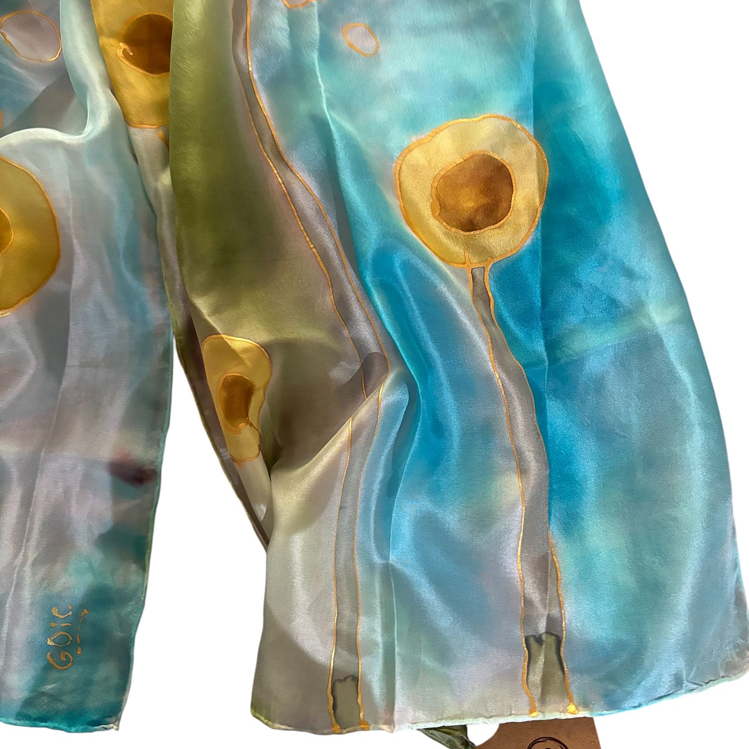 PAÑUELO SEDA NATURAL PINTADO A MANO DISEÑO EXCLUSIVO 3