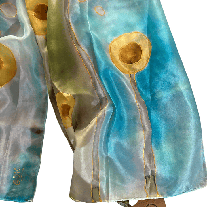 PAÑUELO SEDA NATURAL PINTADO A MANO DISEÑO EXCLUSIVO 3