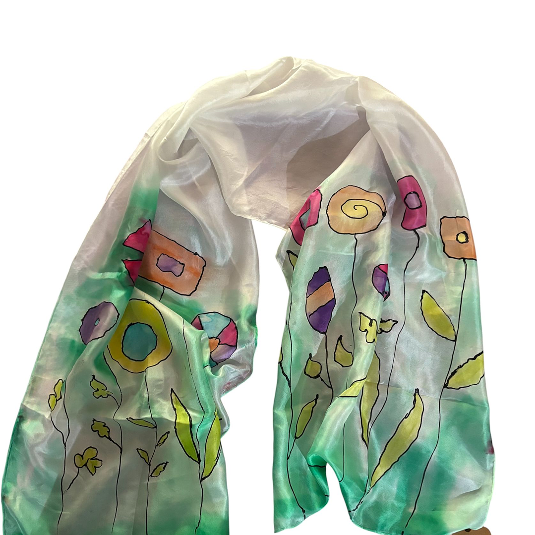 PAÑUELO SEDA NATURAL PINTADO A MANO DISEÑO EXCLUSIVO 1