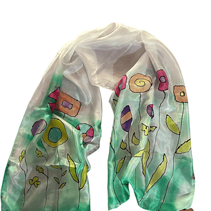 PAÑUELO SEDA NATURAL PINTADO A MANO DISEÑO EXCLUSIVO