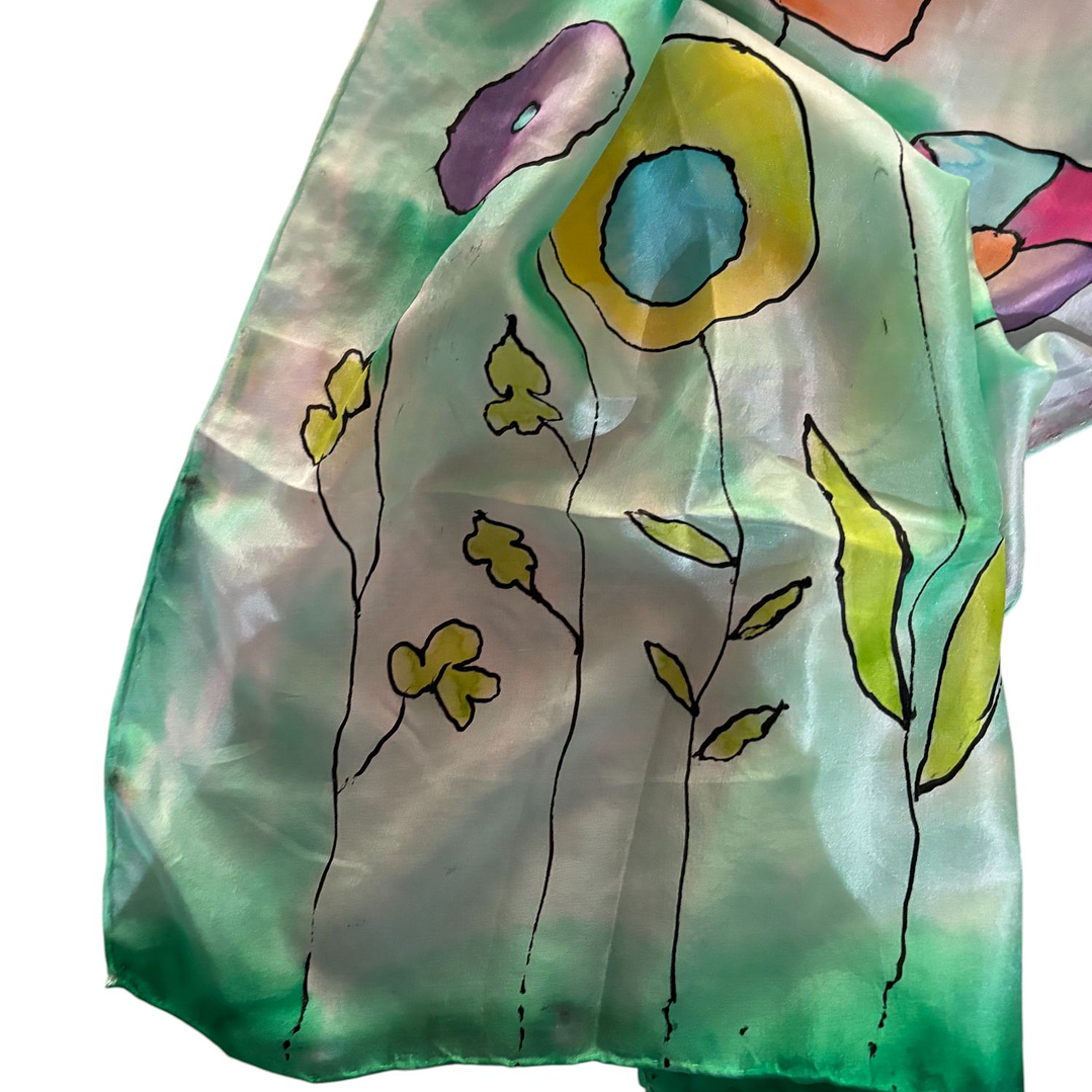 PAÑUELO SEDA NATURAL PINTADO A MANO DISEÑO EXCLUSIVO 2