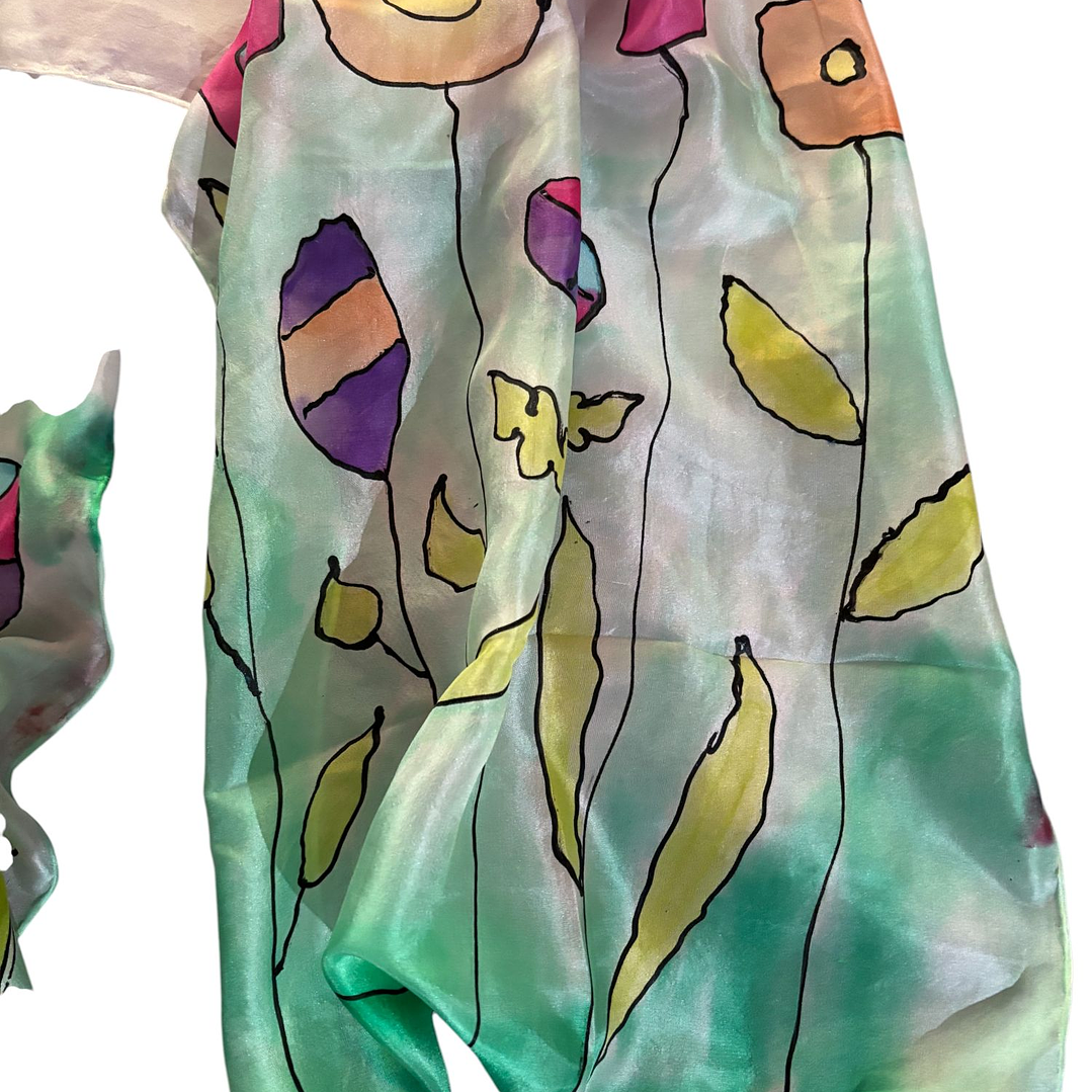 PAÑUELO SEDA NATURAL PINTADO A MANO DISEÑO EXCLUSIVO 3