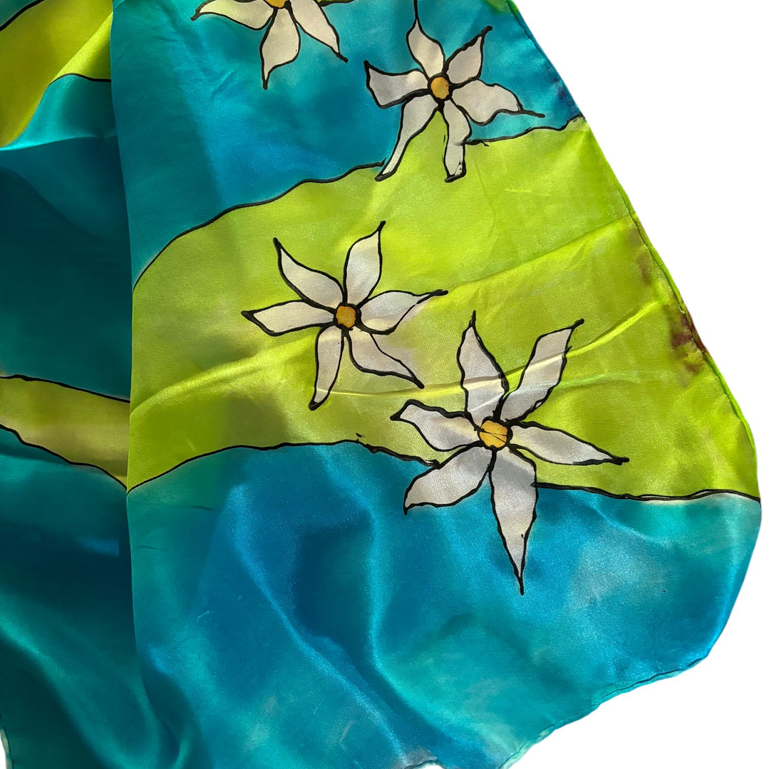 PAÑUELO SEDA NATURAL PINTADO A MANO DISEÑO EXCLUSIVO 2