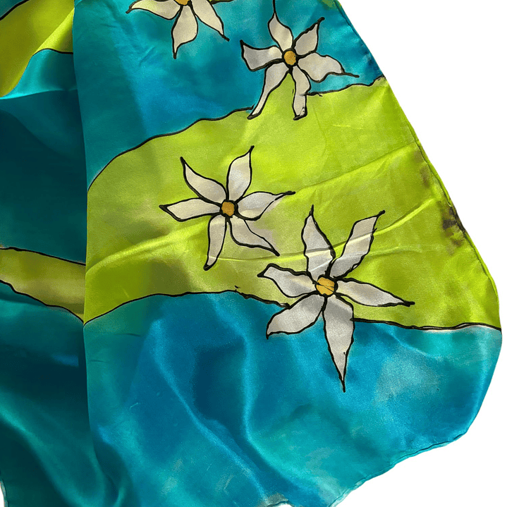 PAÑUELO SEDA NATURAL PINTADO A MANO DISEÑO EXCLUSIVO 2
