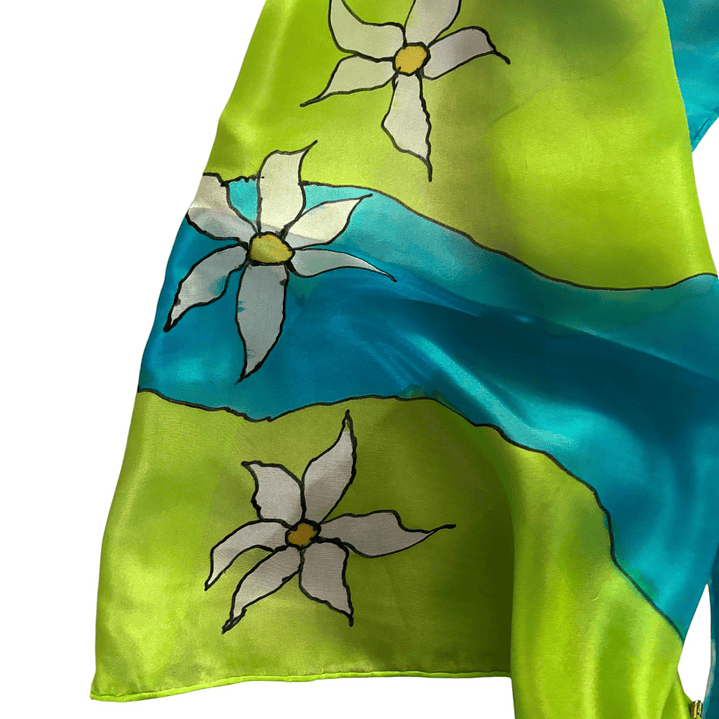 PAÑUELO SEDA NATURAL PINTADO A MANO DISEÑO EXCLUSIVO 3