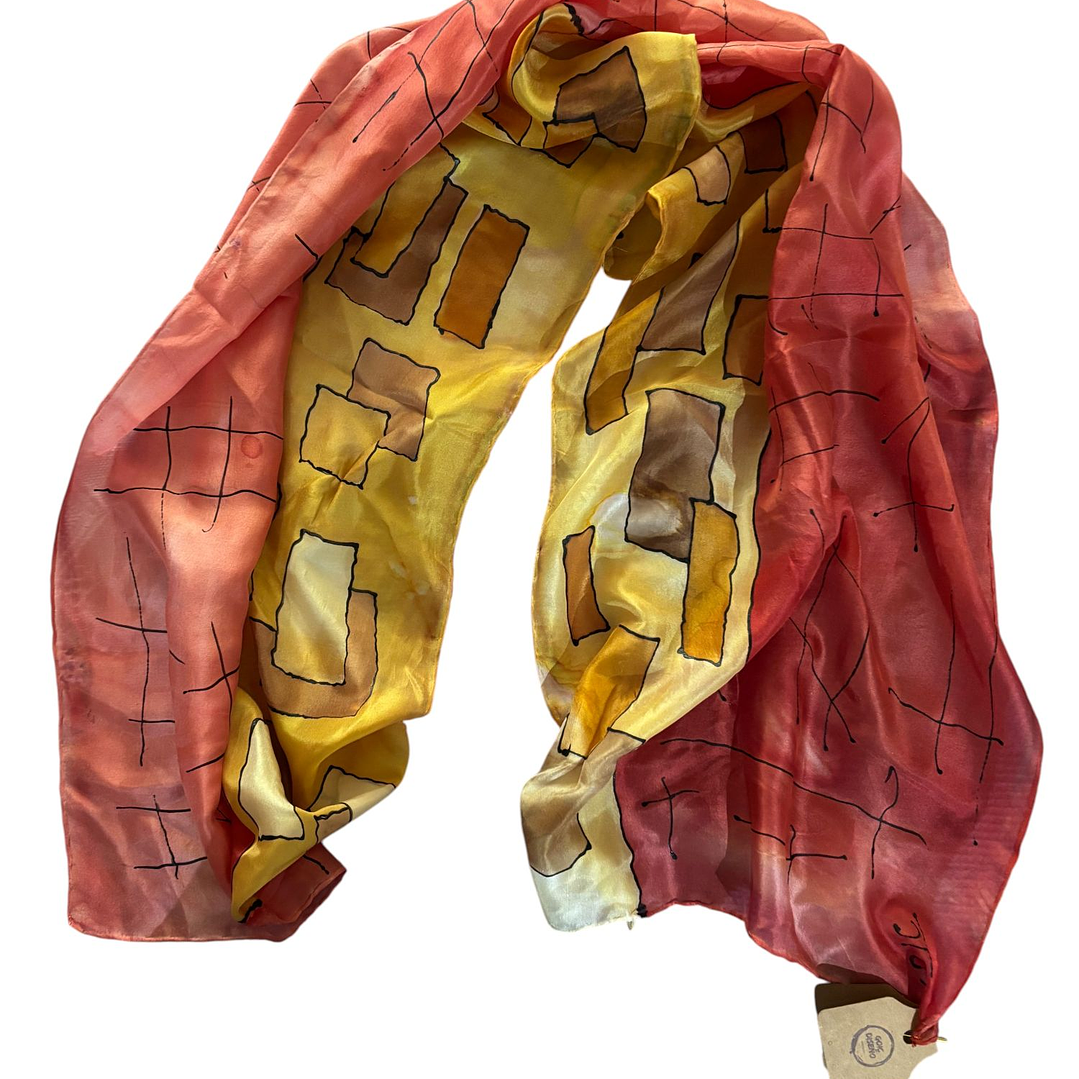 PAÑUELO SEDA NATURAL PINTADO A MANO DISEÑO EXCLUSIVO 1