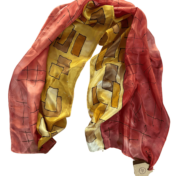 PAÑUELO SEDA NATURAL PINTADO A MANO DISEÑO EXCLUSIVO 1