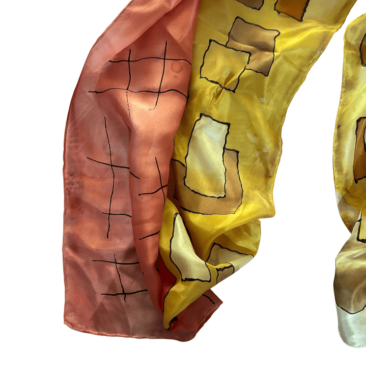 PAÑUELO SEDA NATURAL PINTADO A MANO DISEÑO EXCLUSIVO 2