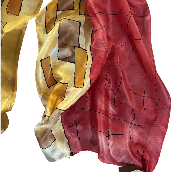 PAÑUELO SEDA NATURAL PINTADO A MANO DISEÑO EXCLUSIVO 3