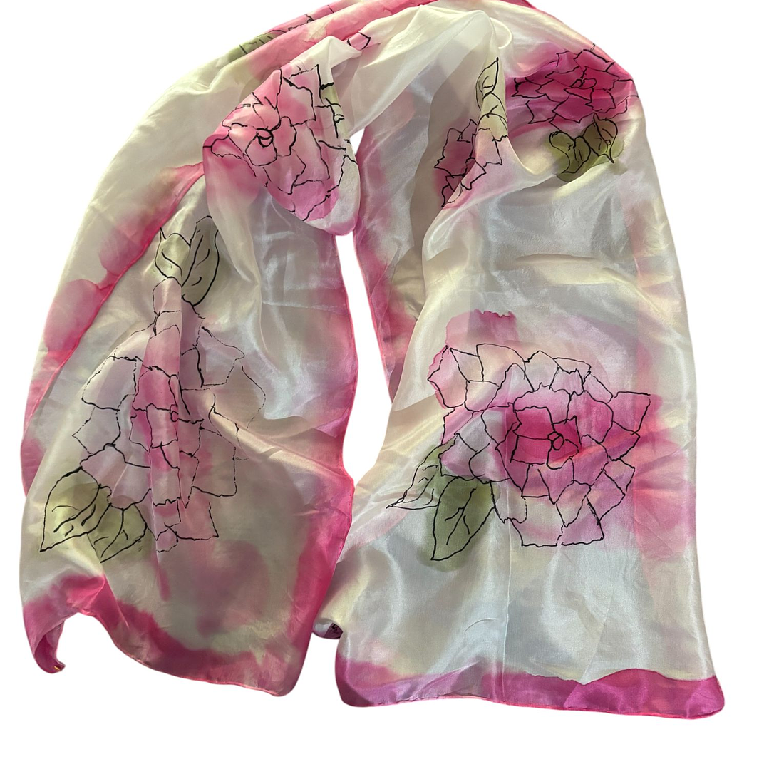 PAÑUELO SEDA NATURAL PINTADO A MANO DISEÑO EXCLUSIVO 1