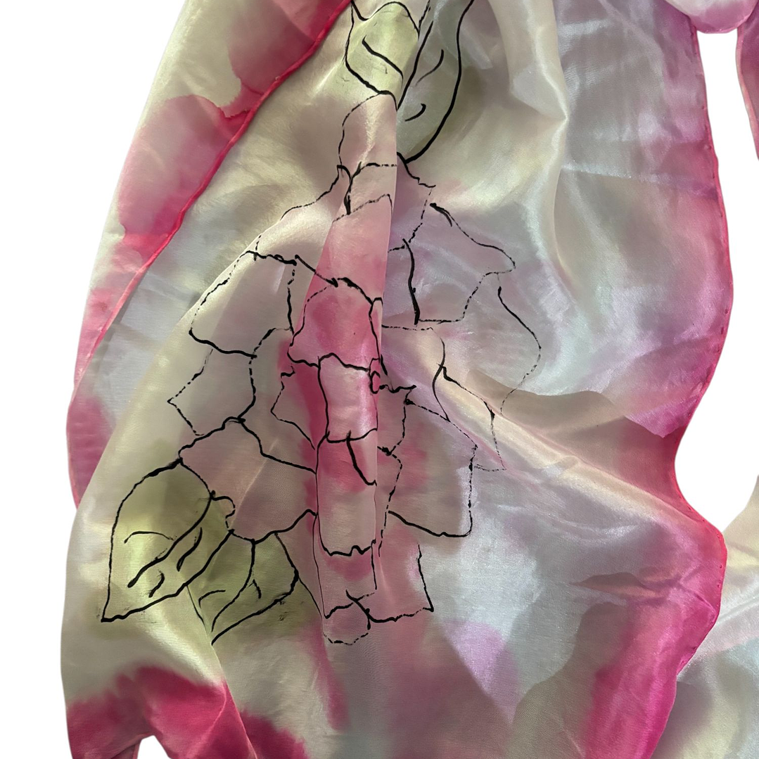 PAÑUELO SEDA NATURAL PINTADO A MANO DISEÑO EXCLUSIVO 2