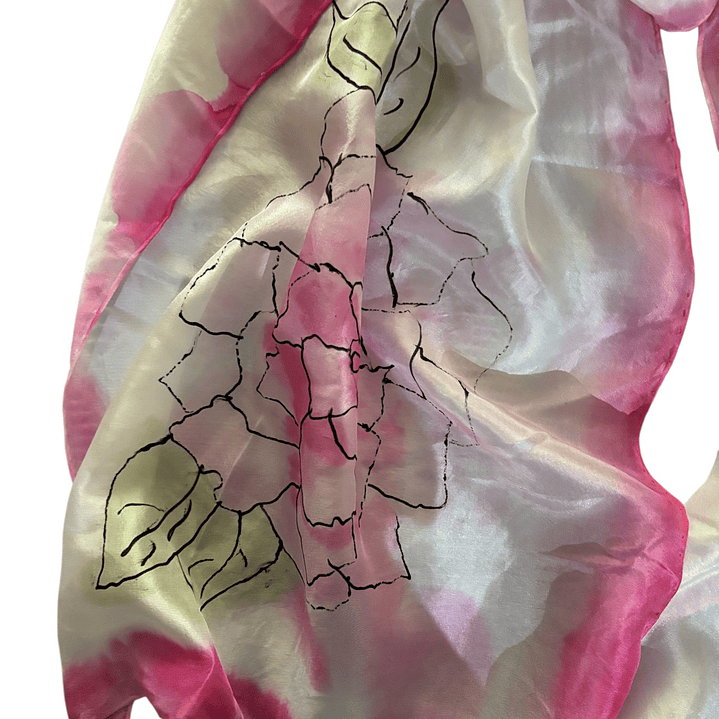 PAÑUELO SEDA NATURAL PINTADO A MANO DISEÑO EXCLUSIVO 2