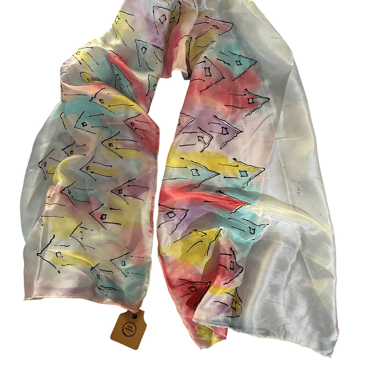 PAÑUELO SEDA NATURAL PINTADO A MANO DISEÑO EXCLUSIVO 1