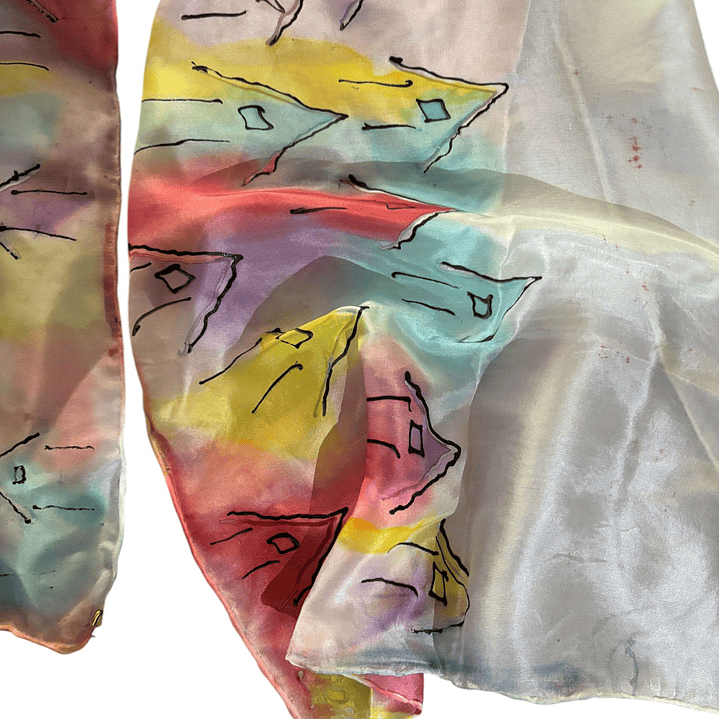 PAÑUELO SEDA NATURAL PINTADO A MANO DISEÑO EXCLUSIVO 2