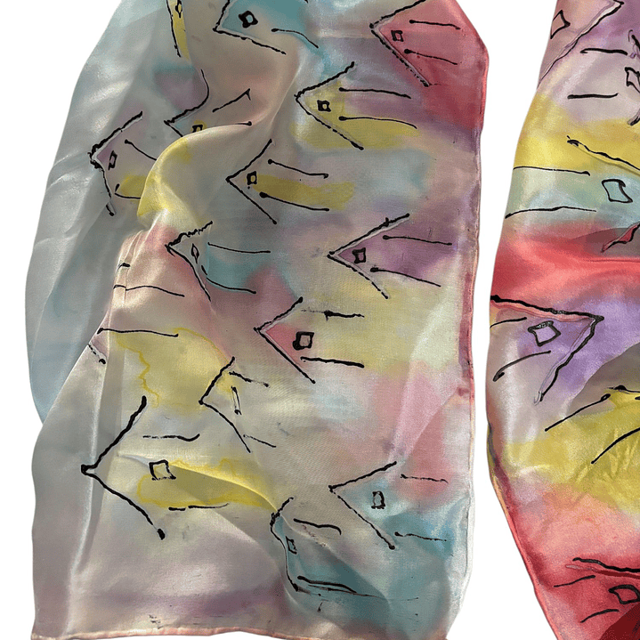 PAÑUELO SEDA NATURAL PINTADO A MANO DISEÑO EXCLUSIVO 3