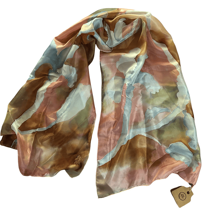 PAÑUELO SEDA NATURAL PINTADO A MANO DISEÑO EXCLUSIVO 1