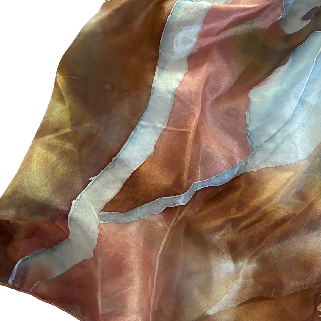 PAÑUELO SEDA NATURAL PINTADO A MANO DISEÑO EXCLUSIVO 2
