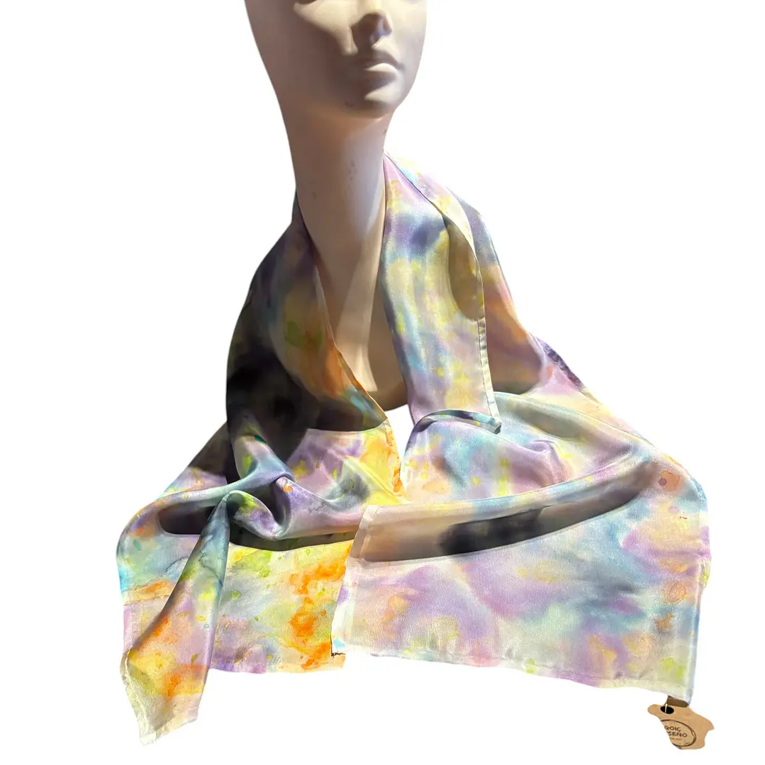 PAÑUELO SEDA NATURAL PINTADO A MANO DISEÑO EXCLUSIVO 1