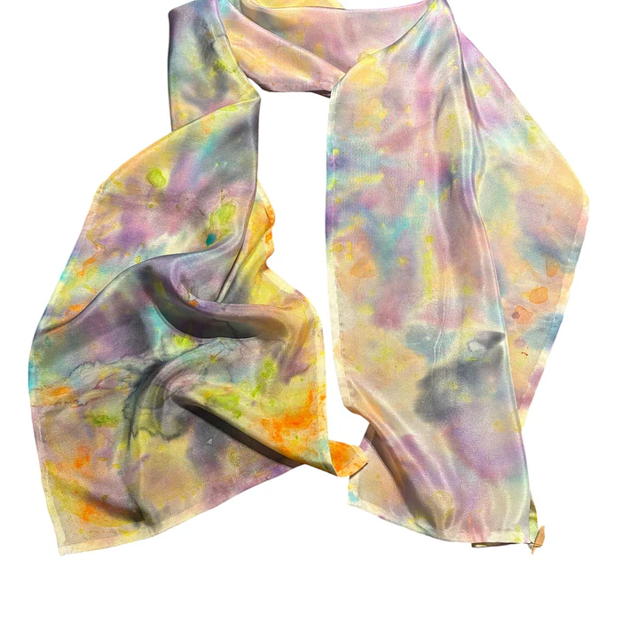 PAÑUELO SEDA NATURAL PINTADO A MANO DISEÑO EXCLUSIVO 2