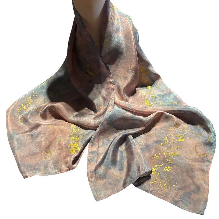 PAÑUELO SEDA NATURAL PINTADO A MANO DISEÑO EXCLUSIVO 1