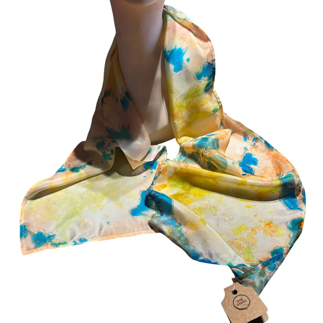 PAÑUELO SEDA NATURAL PINTADO A MANO DISEÑO EXCLUSIVO 1