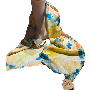 PAÑUELO SEDA NATURAL PINTADO A MANO DISEÑO EXCLUSIVO
