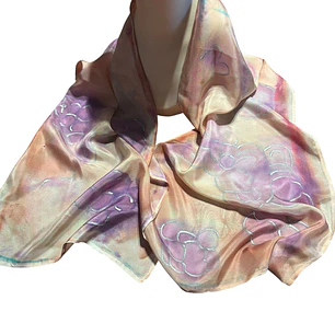 PAÑUELO SEDA NATURAL PINTADO A MANO DISEÑO EXCLUSIVO