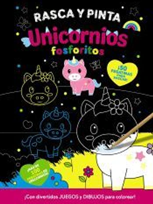 Rasca y pinta unicornios fosforitos