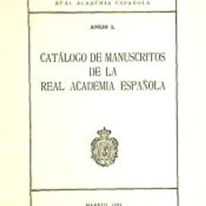 Catálogo de manuscritos de la Real Academia 1