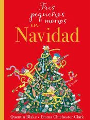 Tres pequeños monos en Navidad