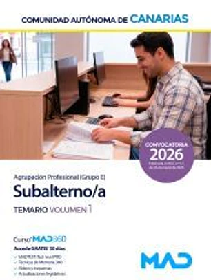 Agrupación Profesional de Subalternos (Grupo E). Temario volumen 1. Comunidad Autónoma de Canarias
