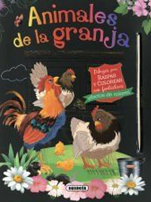 Animales de la granja. Dibujos para raspar y colorear