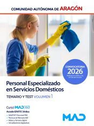 Personal Especializado de Servicios Domésticos. Temario volumen 1 y Test. Comunidad Autónoma de Aragón