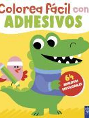 Colorea fácil con adhesivos. Cocodrilo