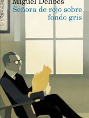 Señora de rojo sobre fondo gris