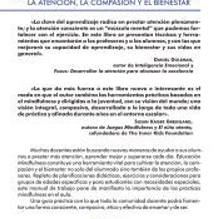 Educación Mindfulness : el cultivo de la consciencia y la atención para profesores y alumnos 1